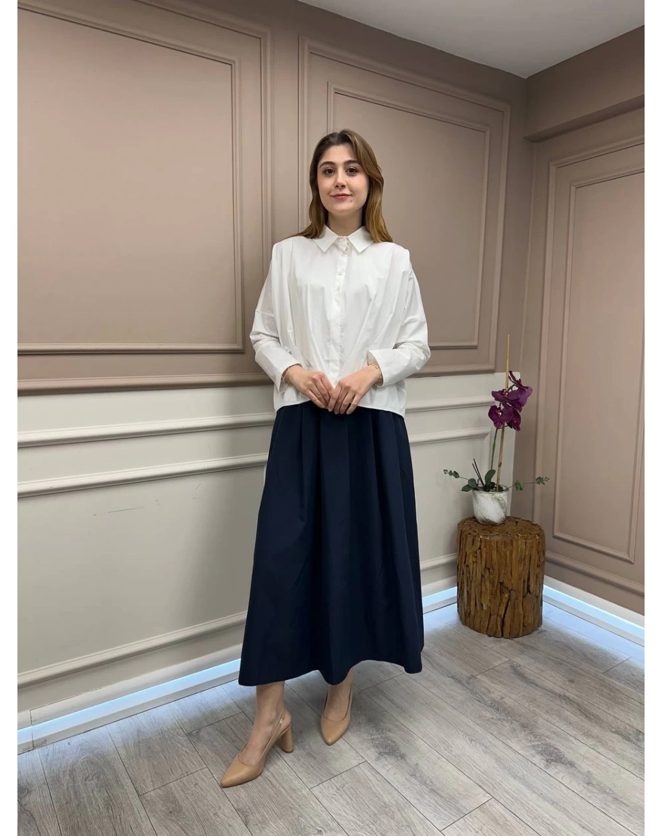 Ceremony 5144 Ekru Önü Kısa Arkası Uzun Gömlek