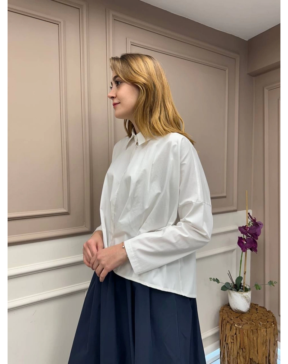 Ceremony 5144 Ekru Önü Kısa Arkası Uzun Gömlek