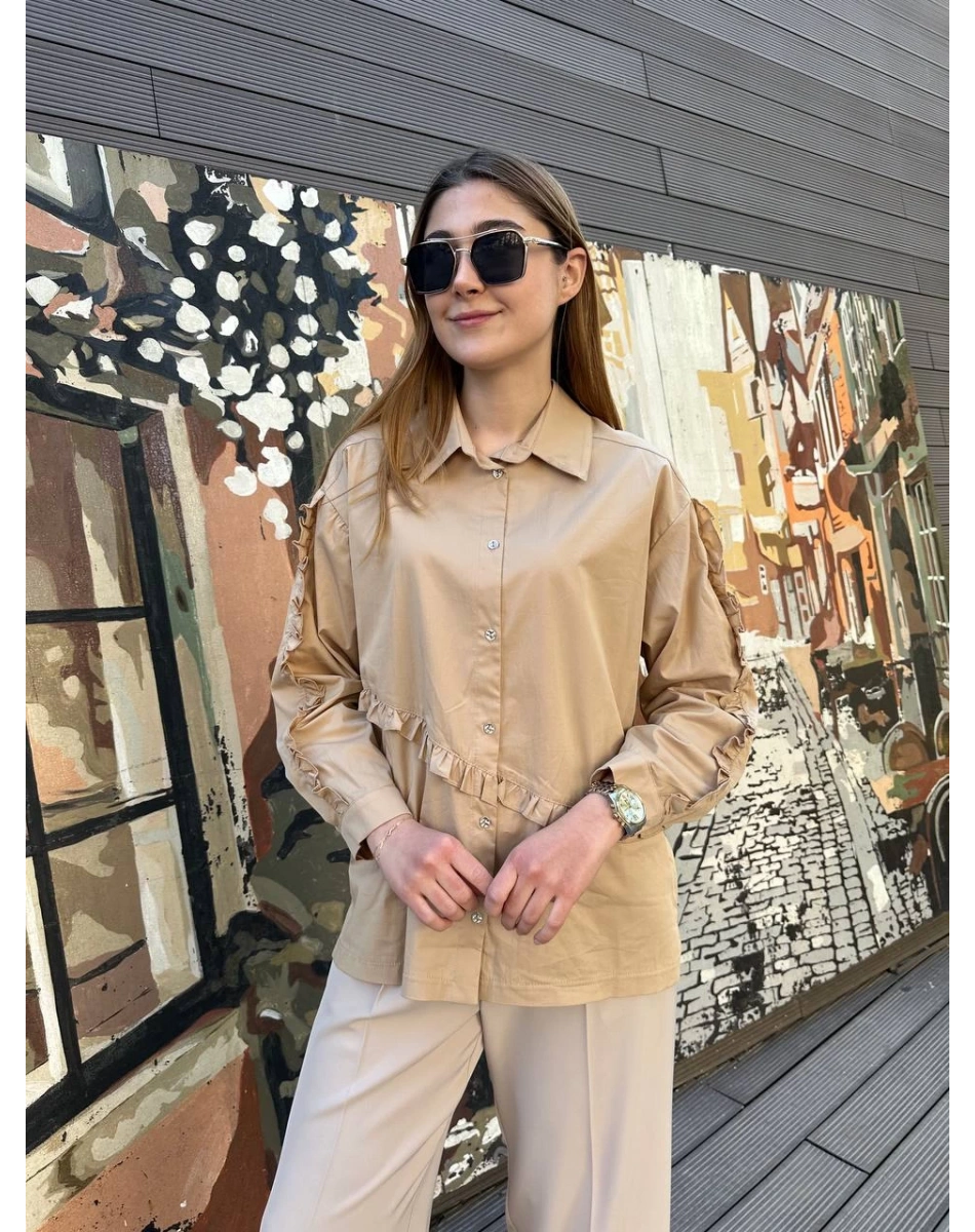 Ceremony 5158 Taş Kolları Ve Önü Fırfır Detaylı Gömlek