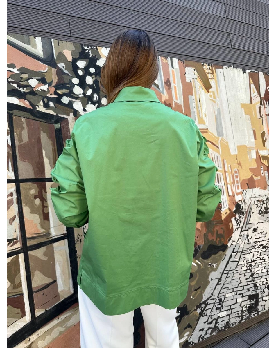 Ceremony 5158 Yeşil Kolları Ve Önü Fırfır Detaylı Gömlek