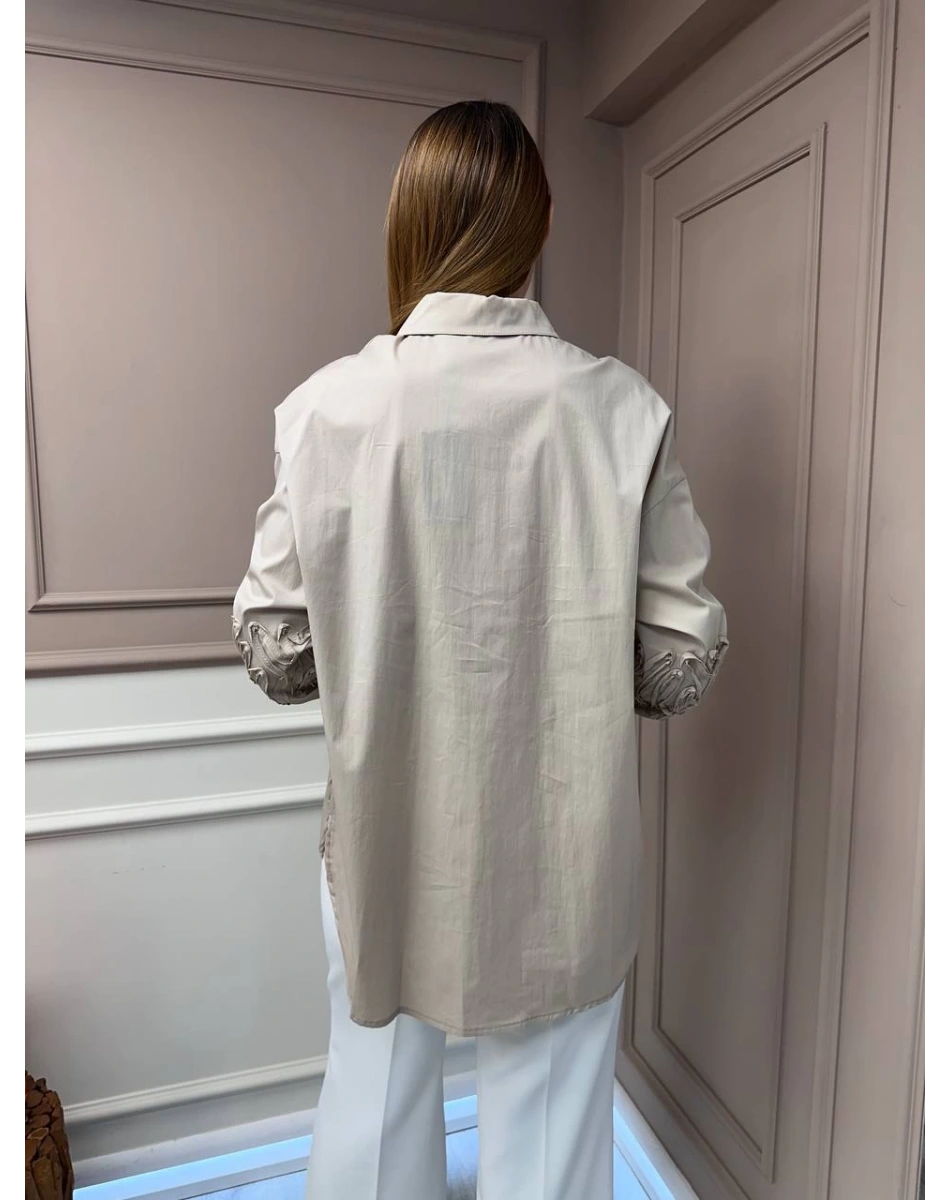 Ceremony 5173 Bej Aplike Detaylı Tunik