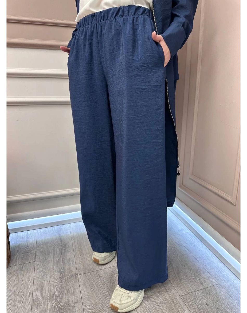 Ceremony 5355 Lacivert Beli Lastikli Bol Paça Pantolon