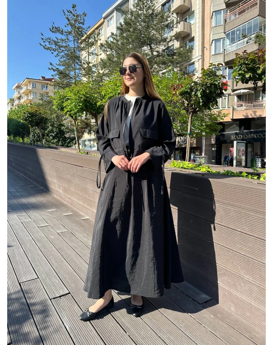 Ceremony 5621 Siyah Arkası Lastikli Önü Pileli Etek