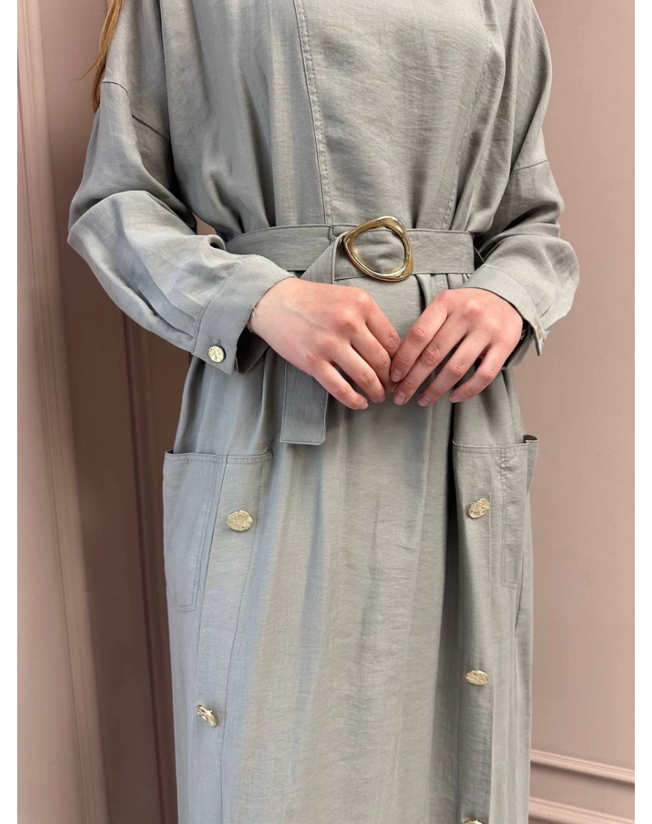 Ceremony 5735 Gri Düğme Detaylı Elbise