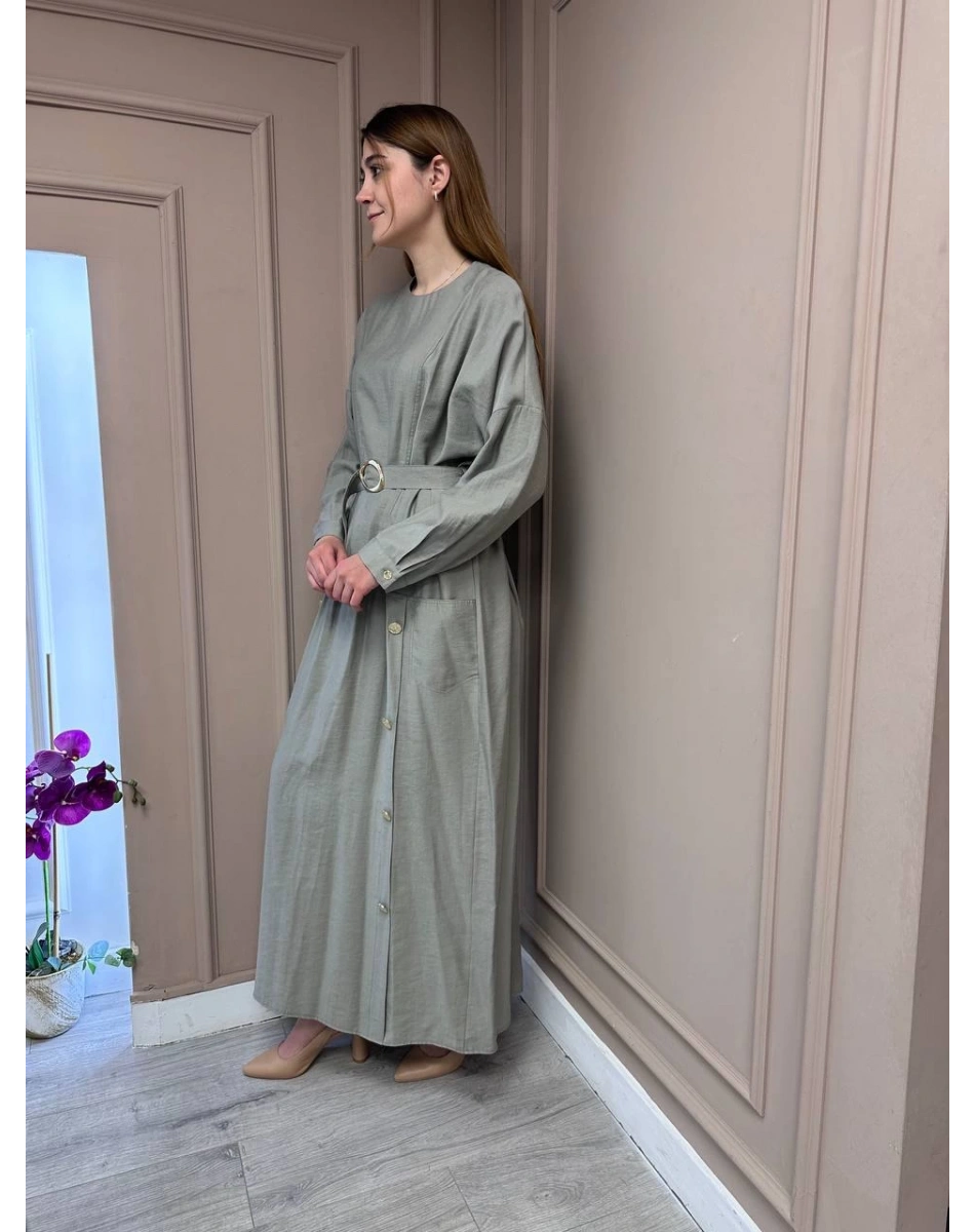 Ceremony 5735 Gri Düğme Detaylı Elbise