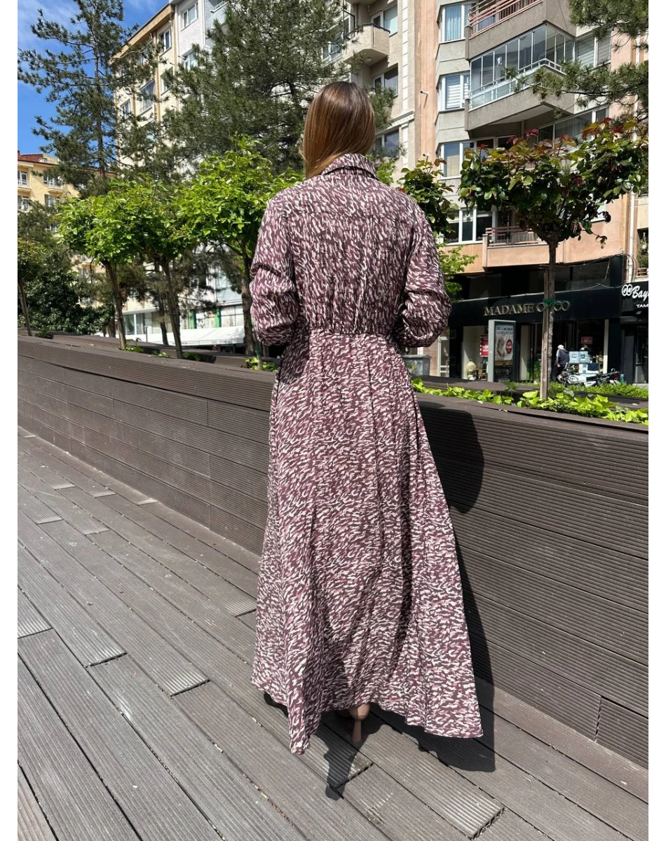 Ceremony 5738 Orijinal Desenli Önden Bağlamalı Elbise