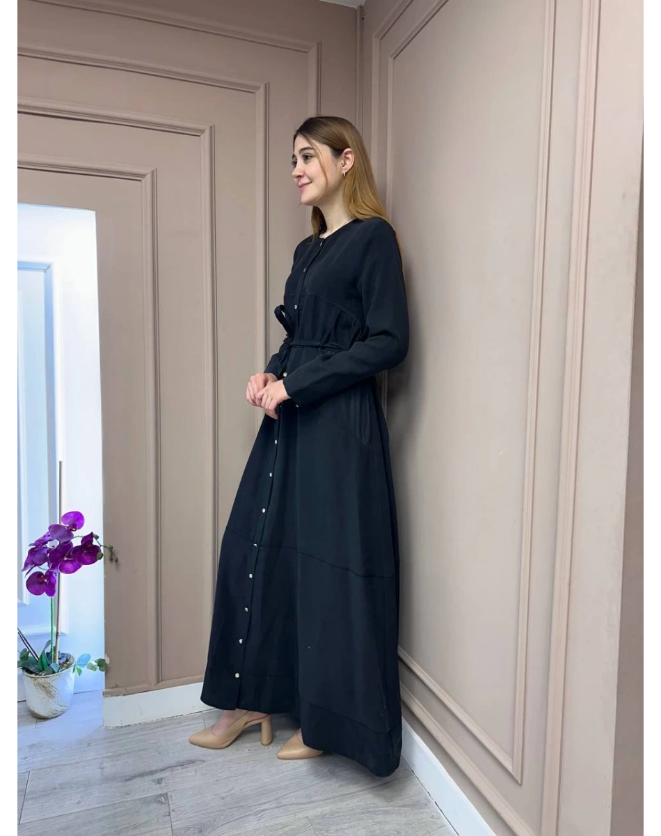 Ceremony 5741 Siyah Önden Düğmeli Elbise