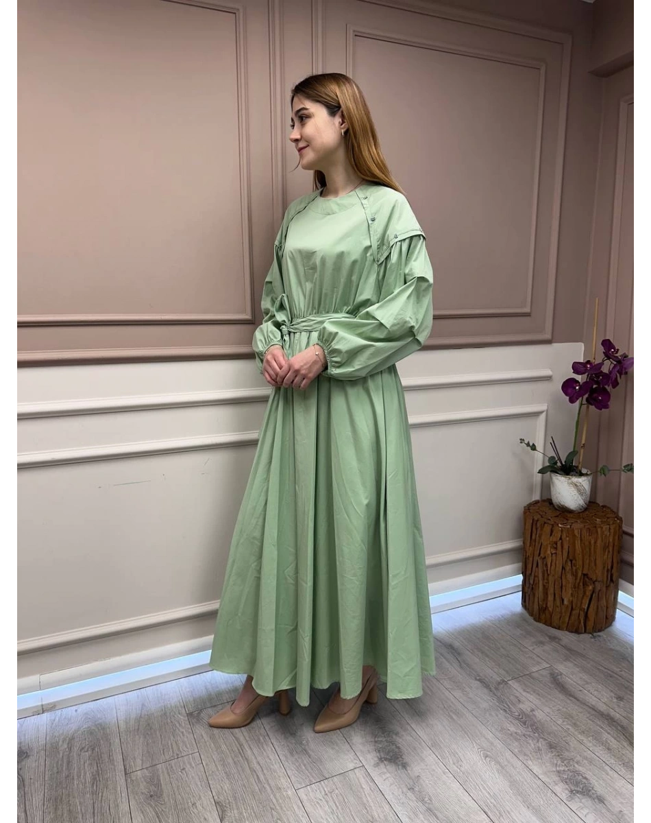 Ceremony 5747 Yeşil Yaka Detaylı Elbise