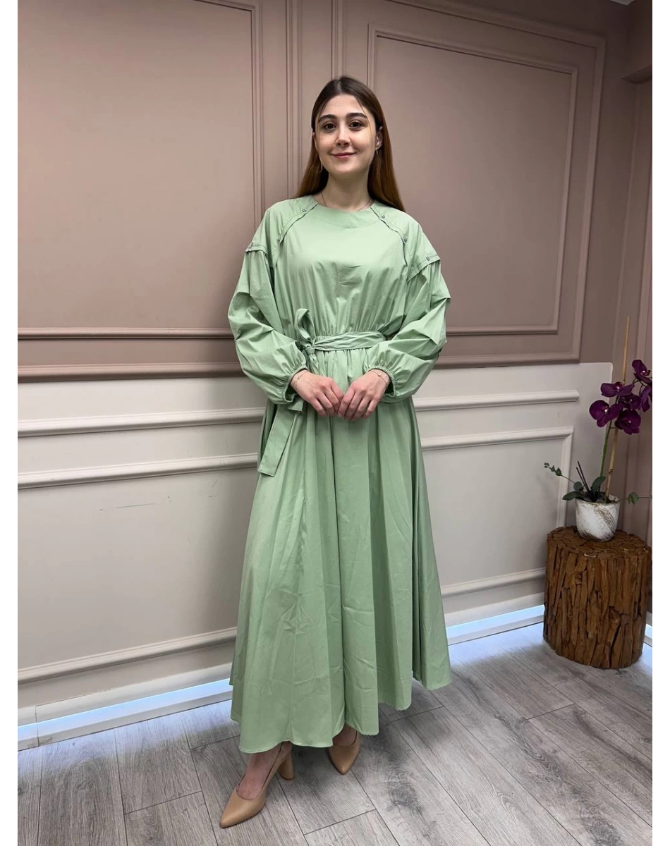 Ceremony 5747 Yeşil Yaka Detaylı Elbise