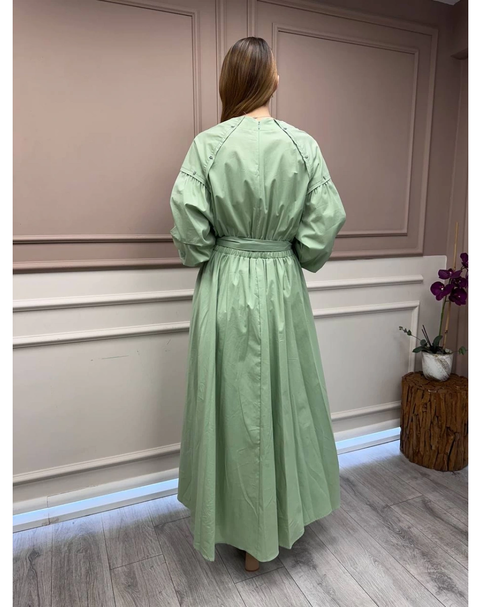 Ceremony 5747 Yeşil Yaka Detaylı Elbise