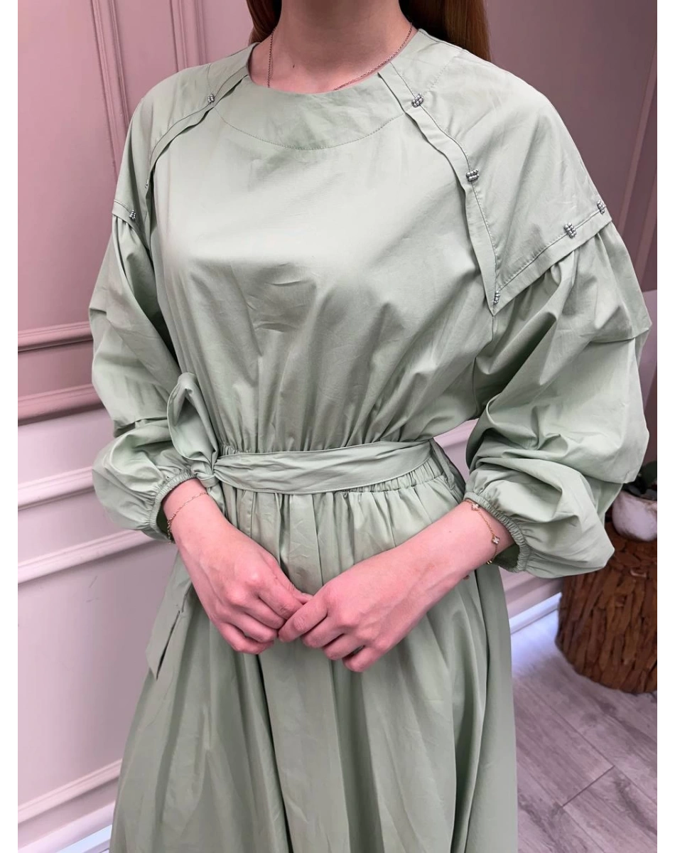 Ceremony 5747 Yeşil Yaka Detaylı Elbise