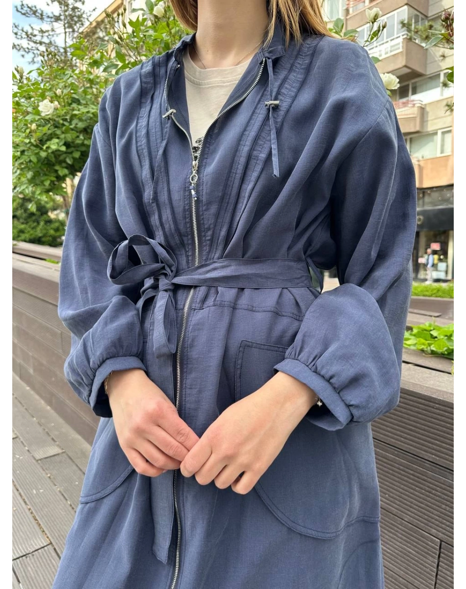 Ceremony 58115 Lacivert Belden Kuşaklı Kap