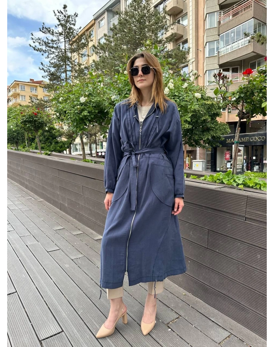 Ceremony 58115 Lacivert Belden Kuşaklı Kap