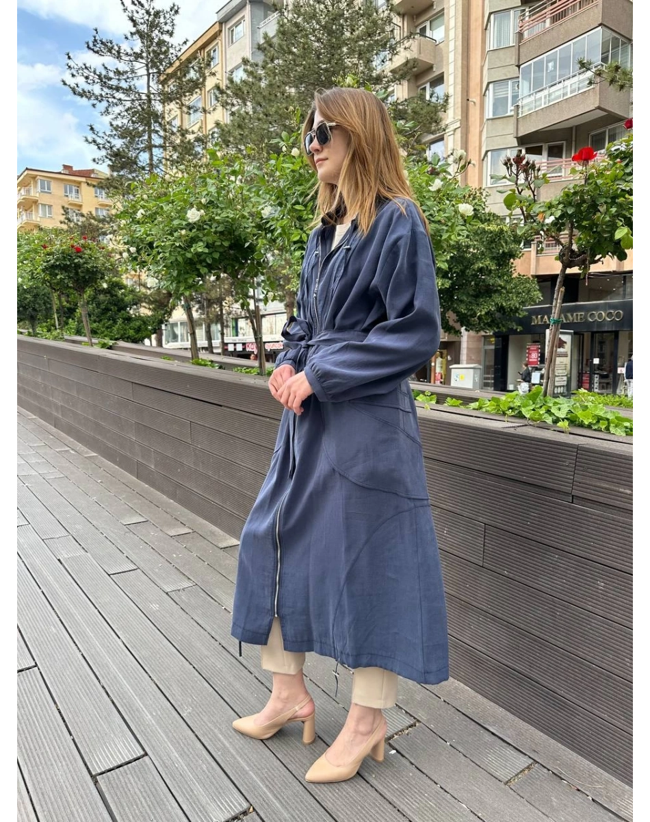 Ceremony 58115 Lacivert Belden Kuşaklı Kap