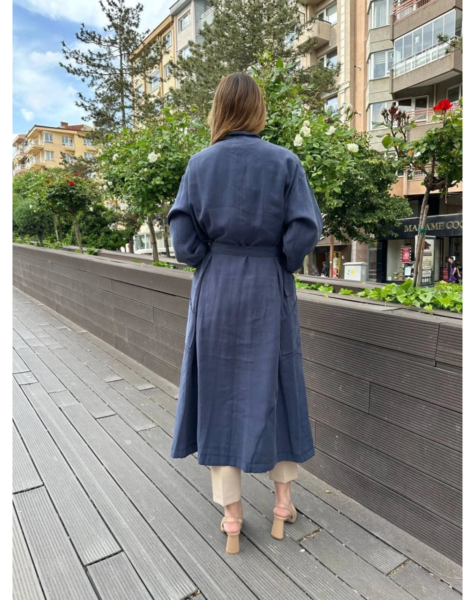 Ceremony 58115 Lacivert Belden Kuşaklı Kap