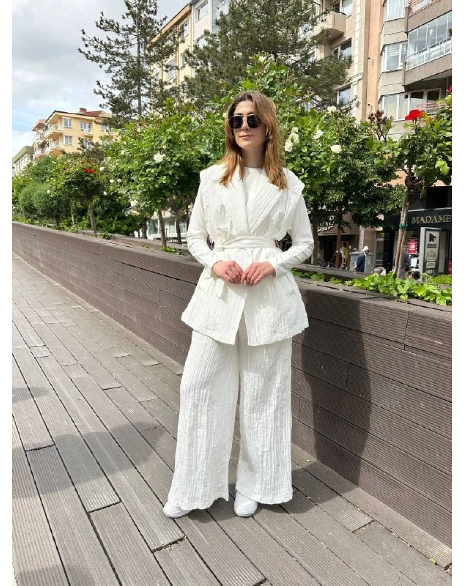 Ceremony 58124 Ekru Yelekli İkili Takım