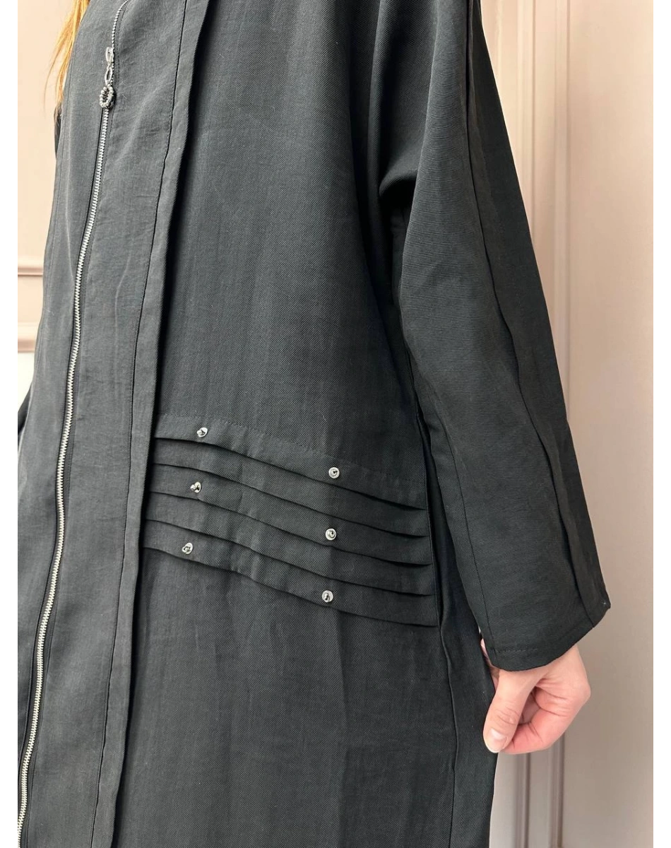 Ceremony 5822 Siyah Cep Detaylı Fermuarlı Ferace