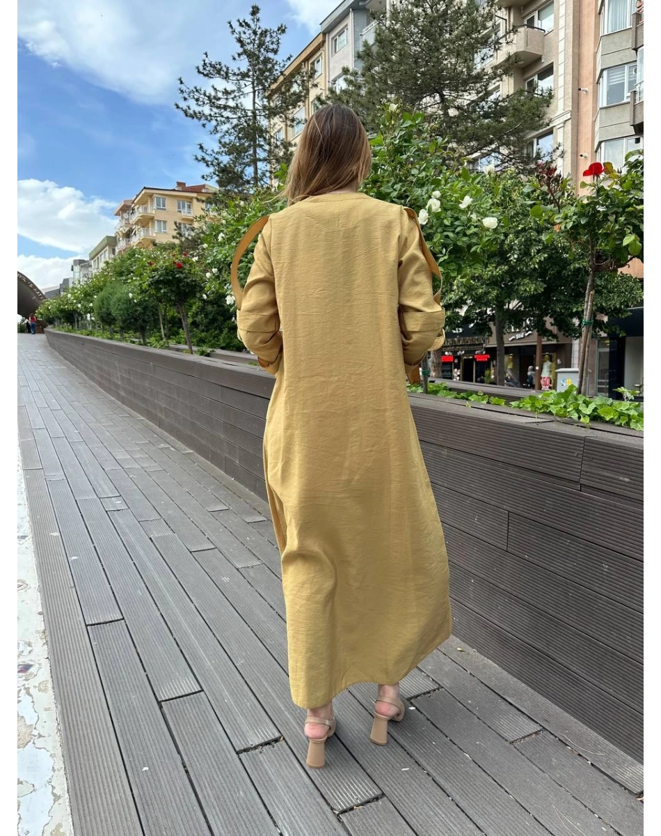 Ceremony 5856 Amber Kafes Detaylı Fermuarlı Ferace