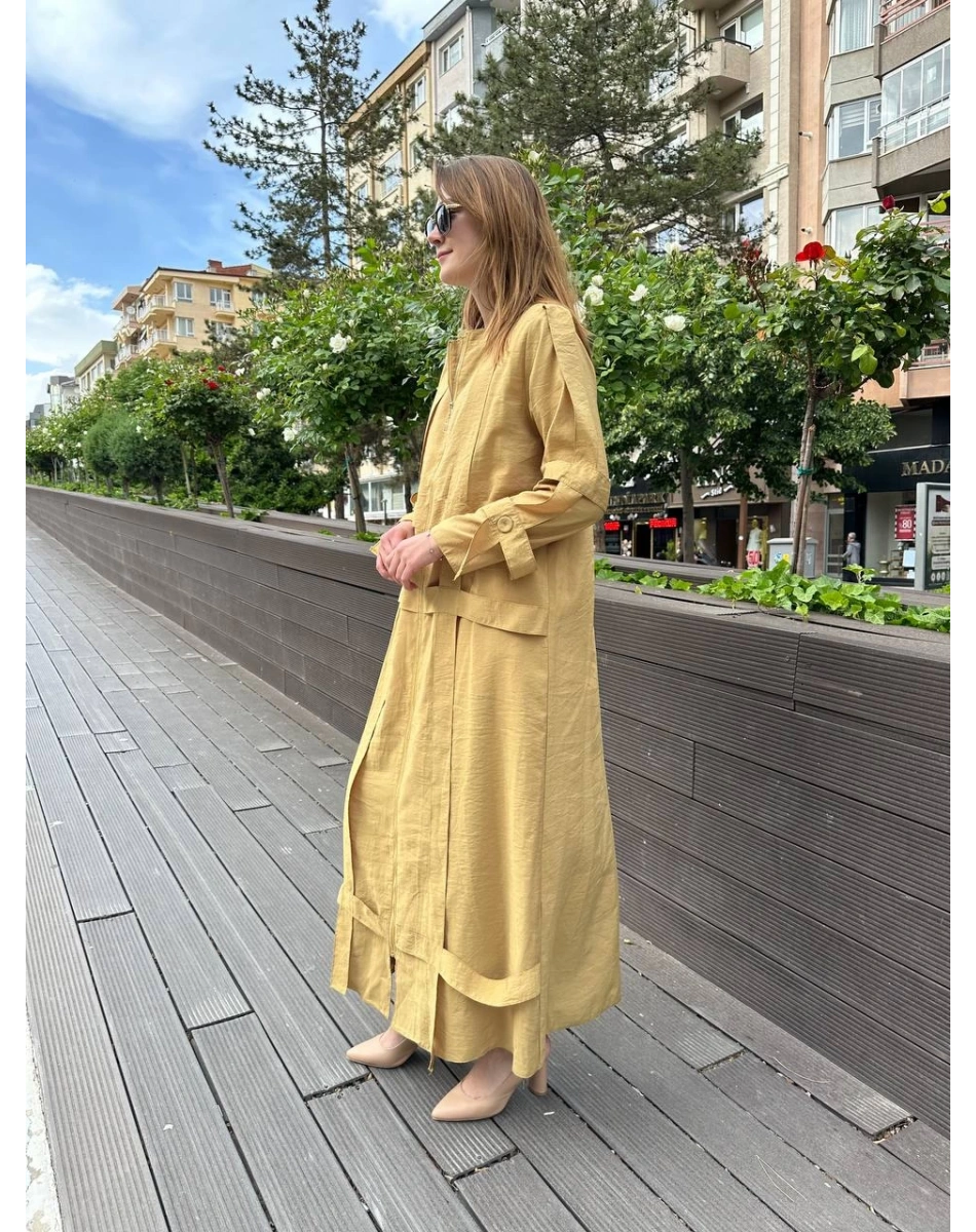 Ceremony 5856 Amber Kafes Detaylı Fermuarlı Ferace