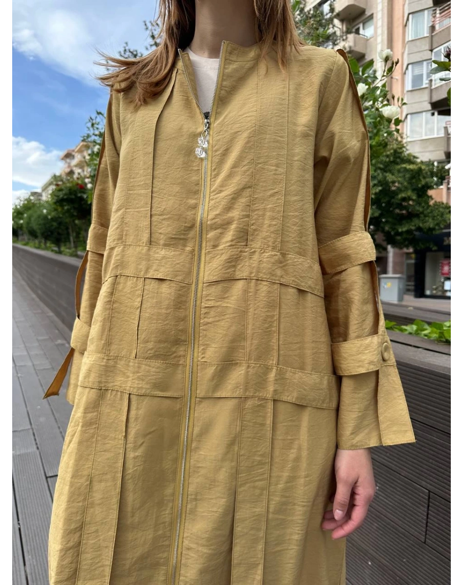 Ceremony 5856 Amber Kafes Detaylı Fermuarlı Ferace