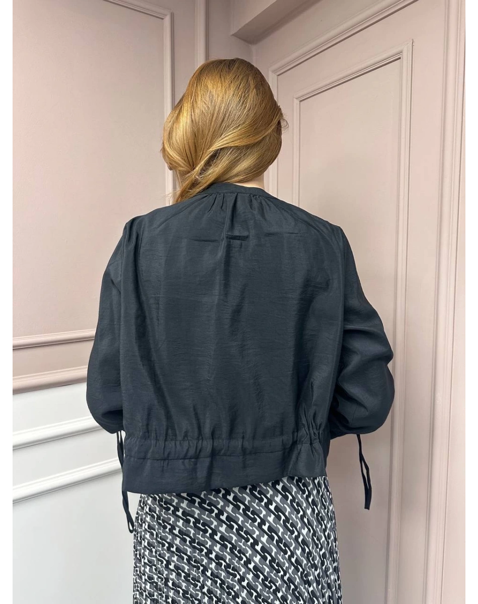 Ceremony 5899 Siyah Etek Ucu Ve Kolları Büzgülü Önden Fermuarlı Ceket