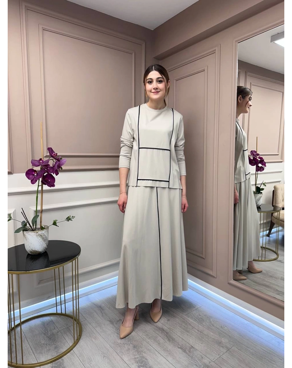 Ceremony 5929 Taş Biye Detaylı Etekli Takım