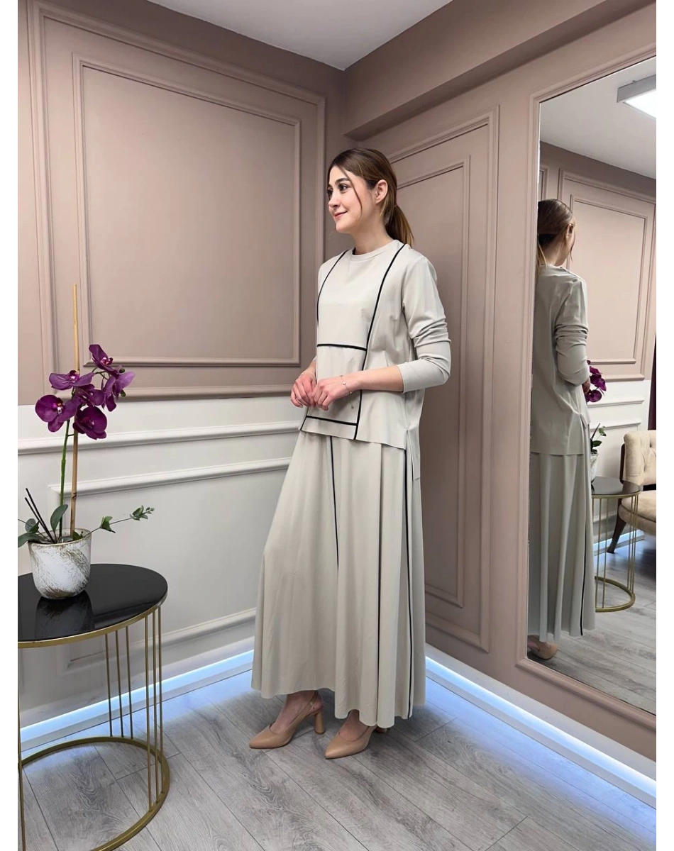 Ceremony 5929 Taş Biye Detaylı Etekli Takım