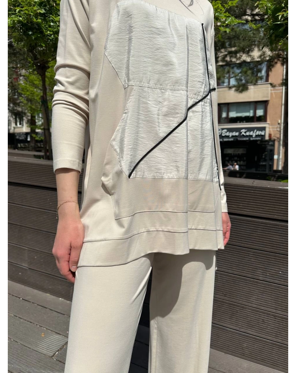 Ceremony 5932 Bej Bambu Pantolonlu İkili Takım