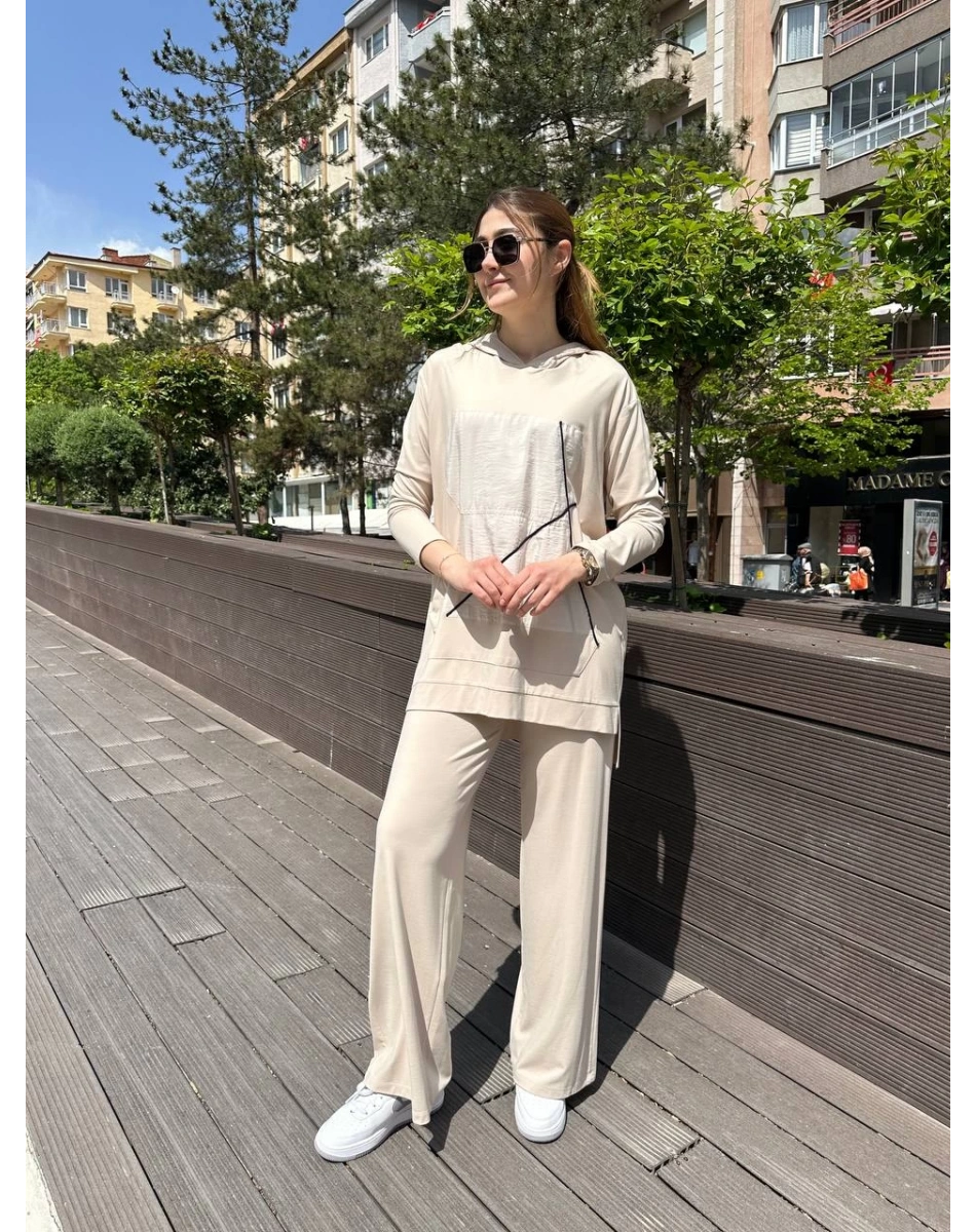 Ceremony 5932 Bej Bambu Pantolonlu İkili Takım