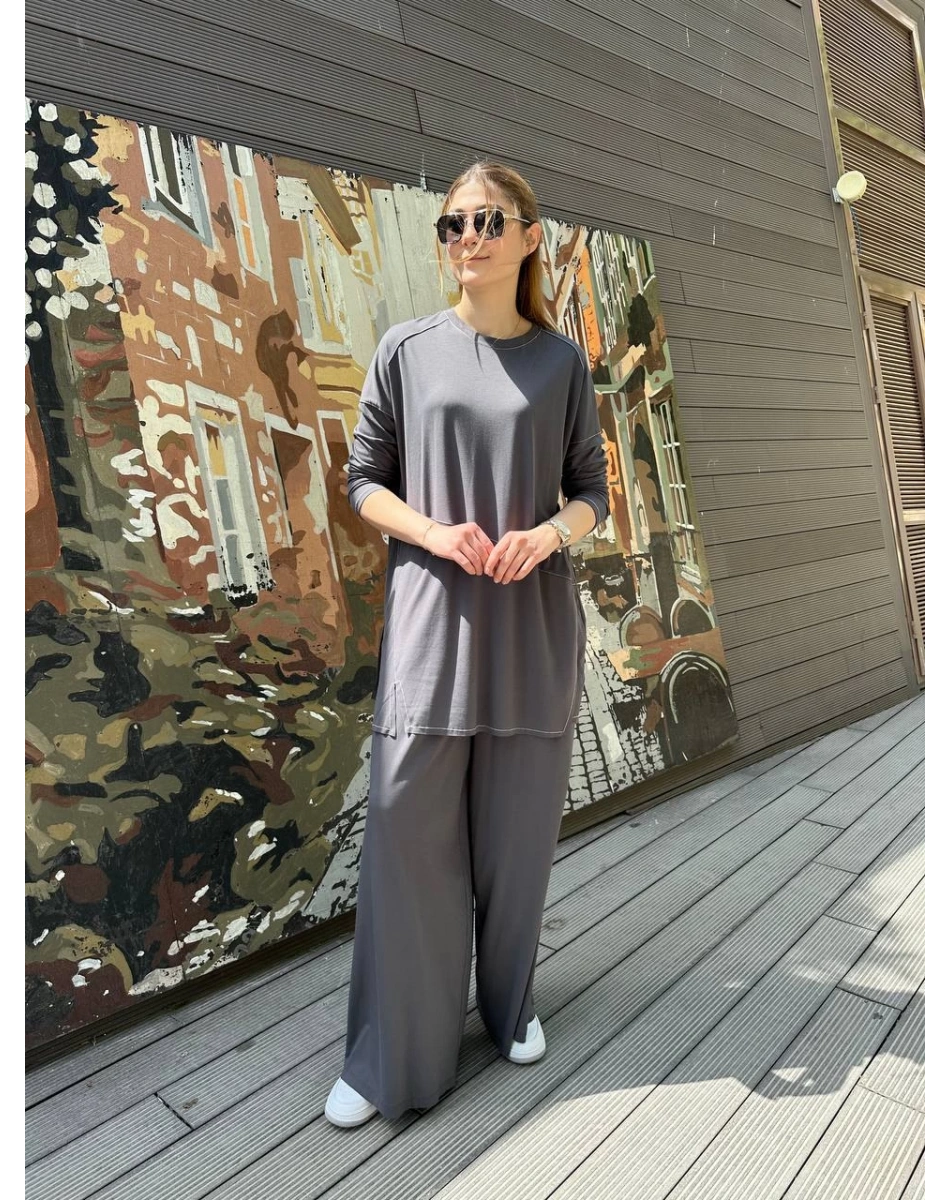 Ceremony 5991 Gri Bambu Pantolonlu İkili Takım