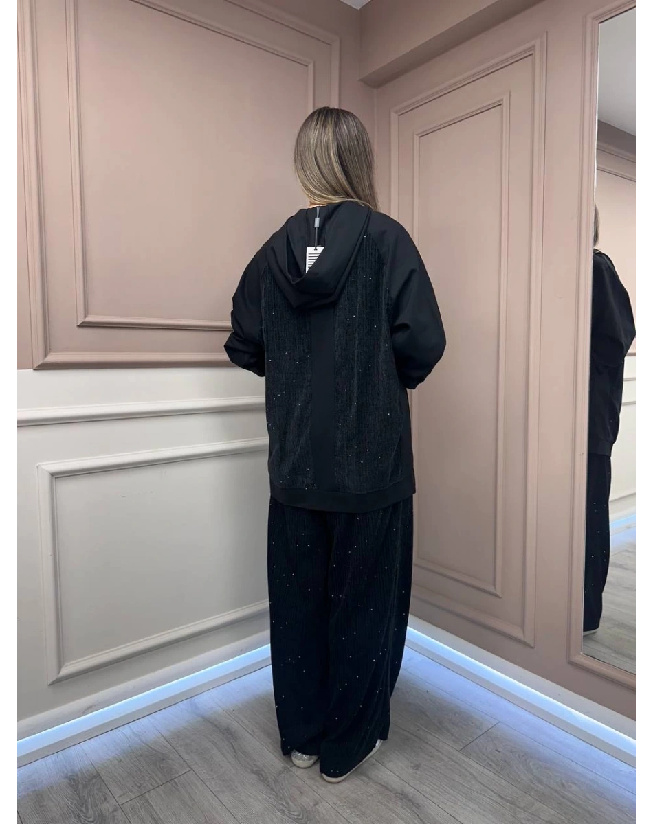 Ceremony 6132 Siyah Kadife Pul Detaylı İkili Takım