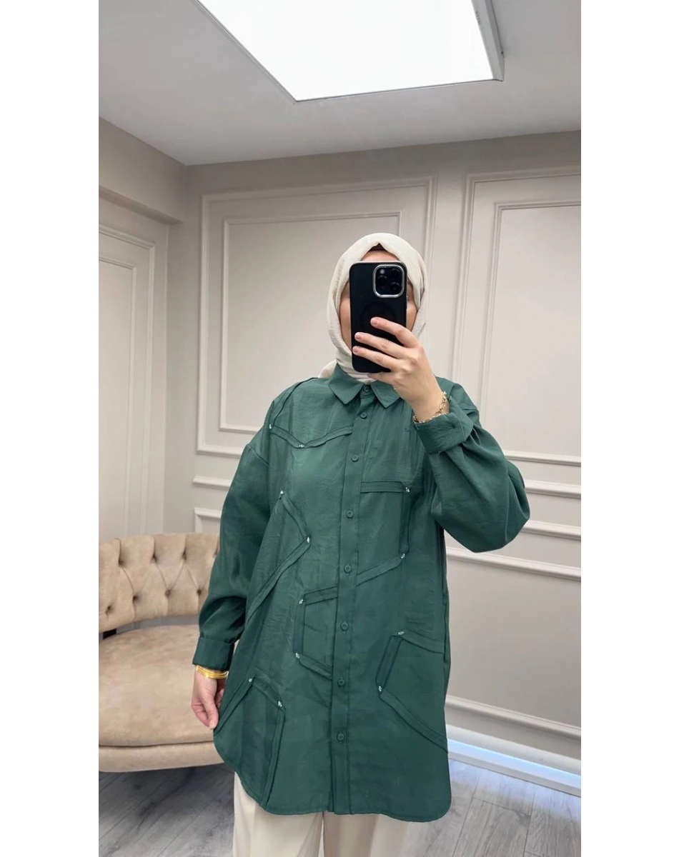 Ceremony 6146 Turmalin Düğmeli Dikiş Detaylı Gömlek