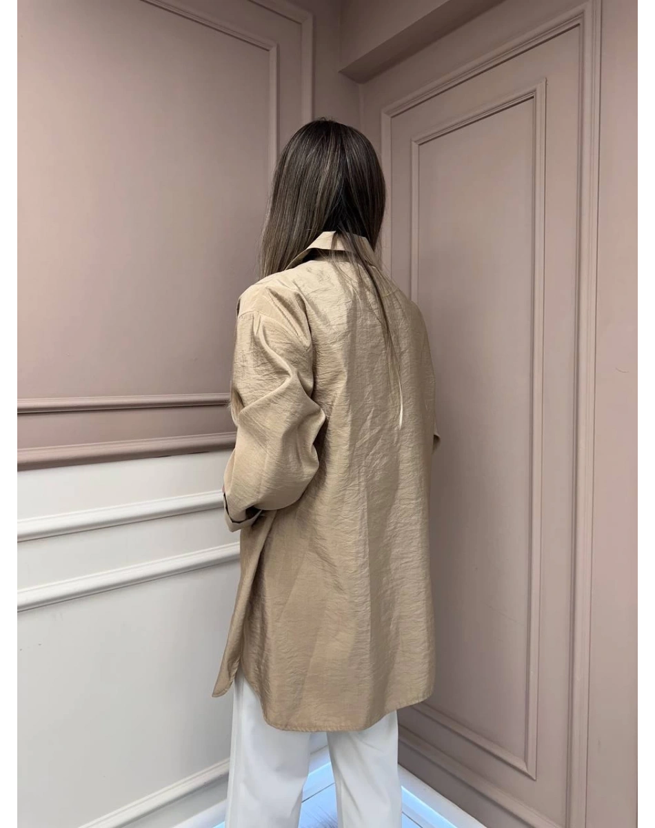 Ceremony 6148 Bej Cep Detaylı Gömlek