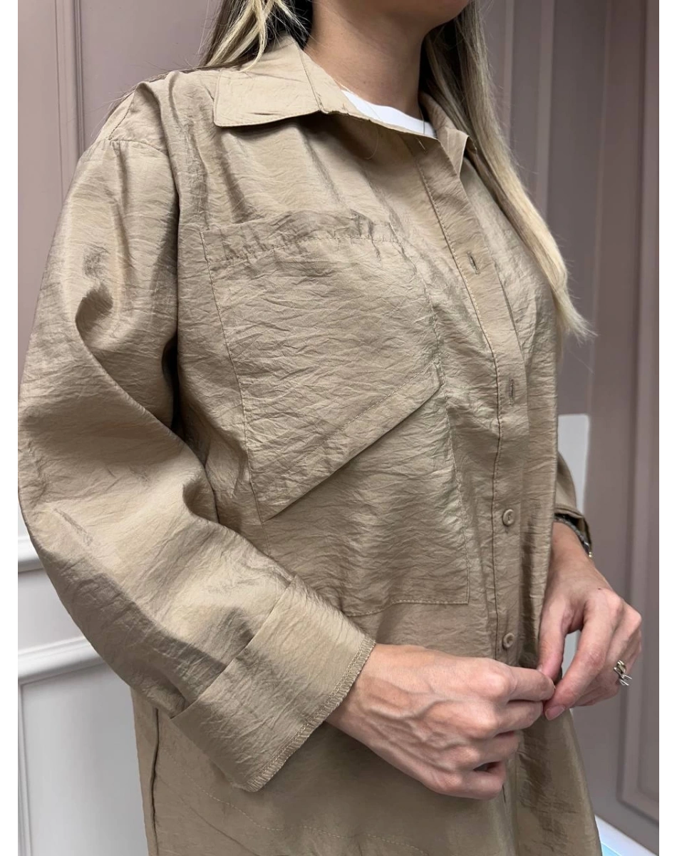 Ceremony 6148 Bej Cep Detaylı Gömlek