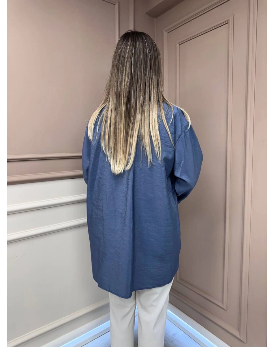 Ceremony 6148 İndigo Cep Detaylı Gömlek