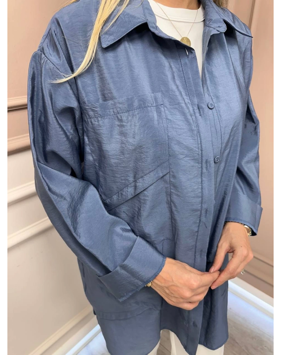 Ceremony 6148 İndigo Cep Detaylı Gömlek