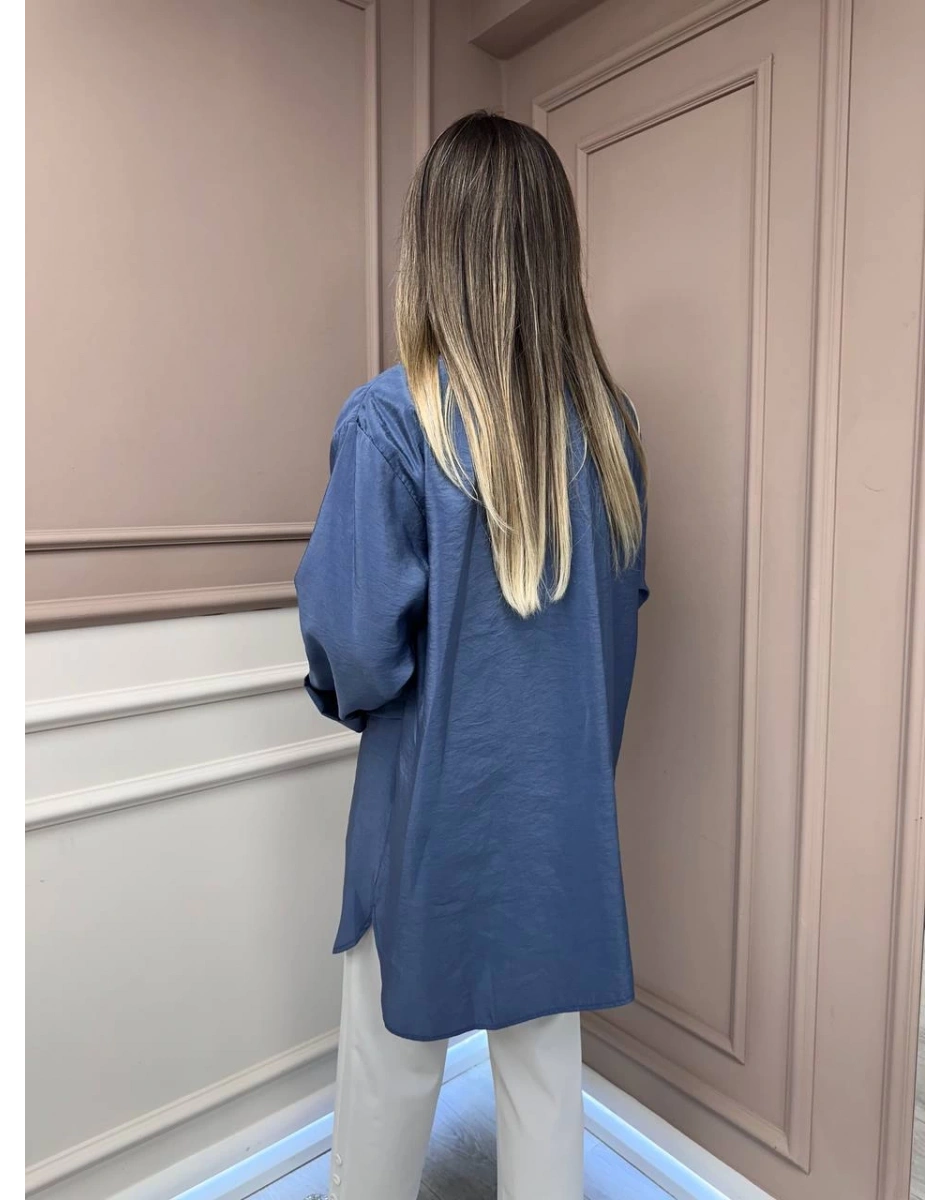 Ceremony 6148 İndigo Cep Detaylı Gömlek