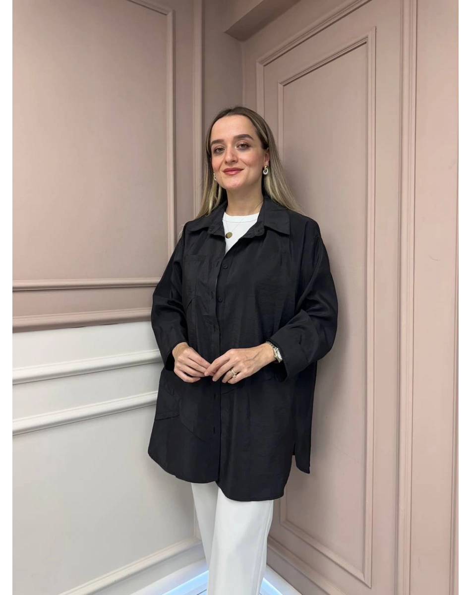 Ceremony 6148 Siyah Cep Detaylı Gömlek