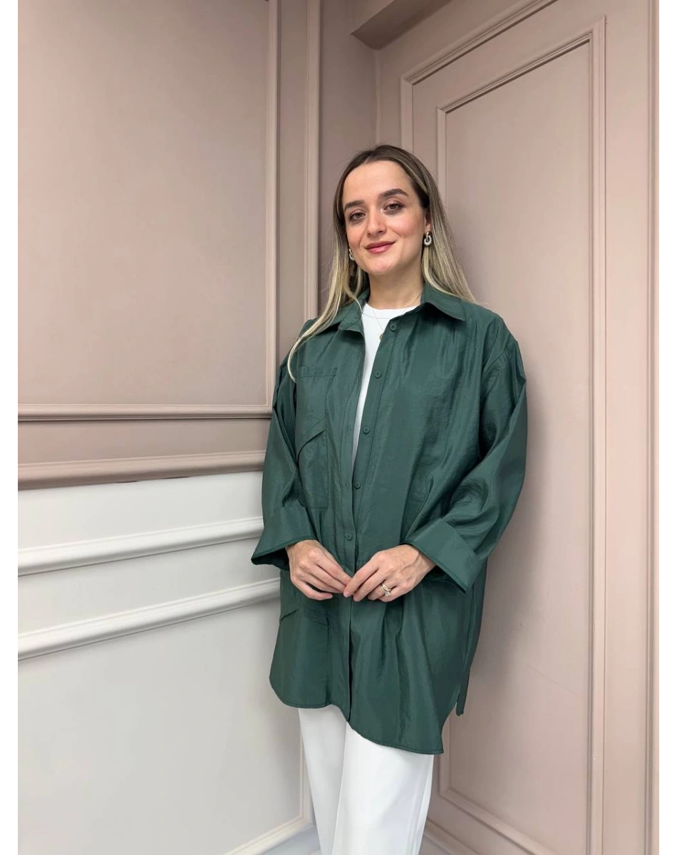 Ceremony 6148 Yeşil Cep Detaylı Gömlek