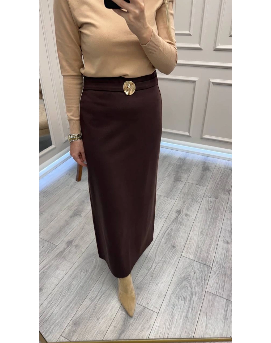 Ceremony 6617 Kahverengi Bel Detaylı Çelik Etek