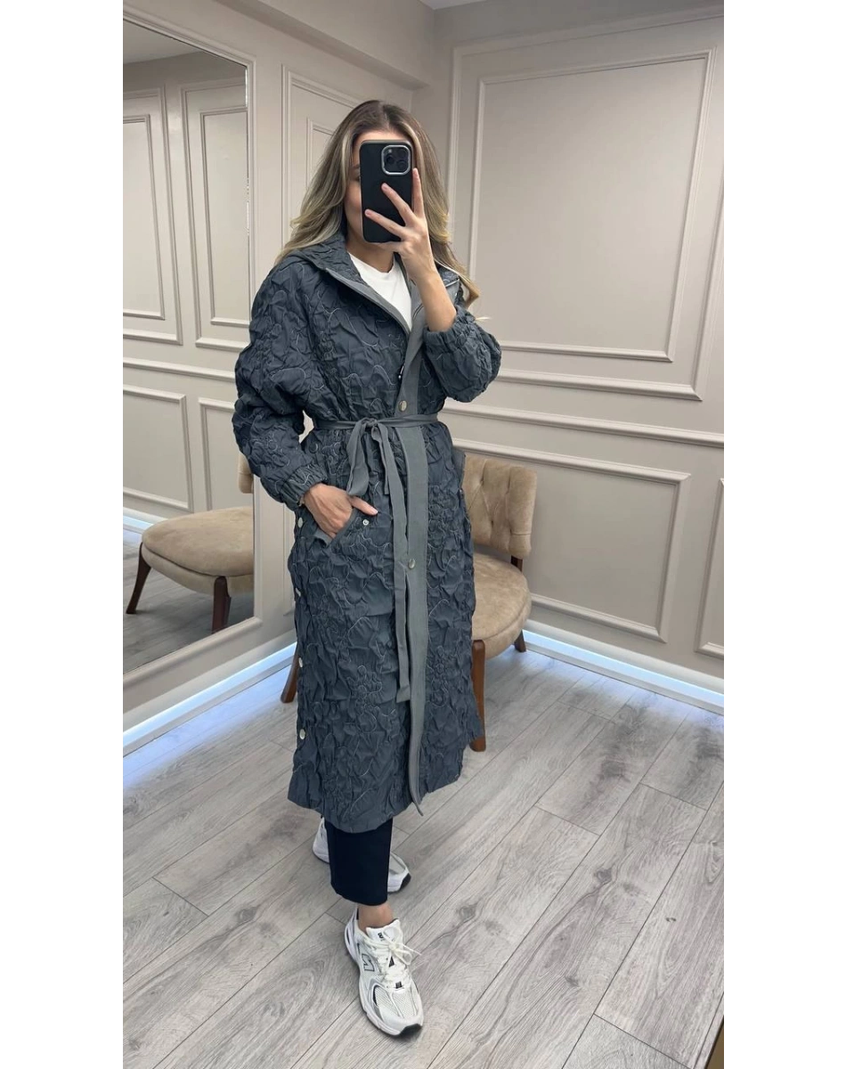 Ceremony 6806 Gri Çıtçıt Detaylı Kap