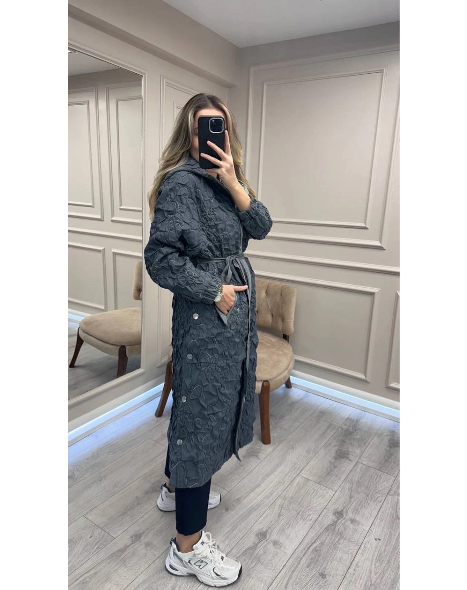 Ceremony 6806 Gri Çıtçıt Detaylı Kap