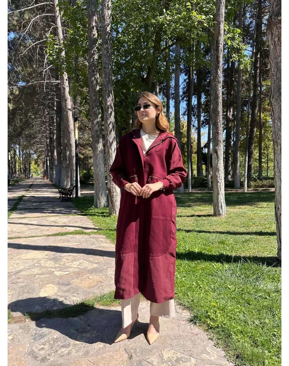 Ceremony 6811 Bordo Fermuar Cep Detaylı Kap