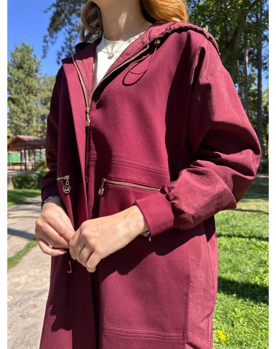 Ceremony 6811 Bordo Fermuar Cep Detaylı Kap