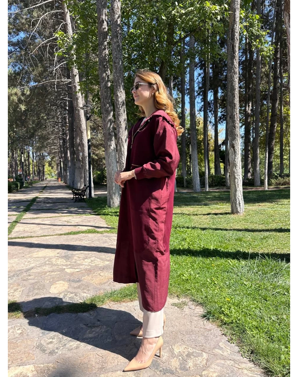 Ceremony 6811 Bordo Fermuar Cep Detaylı Kap