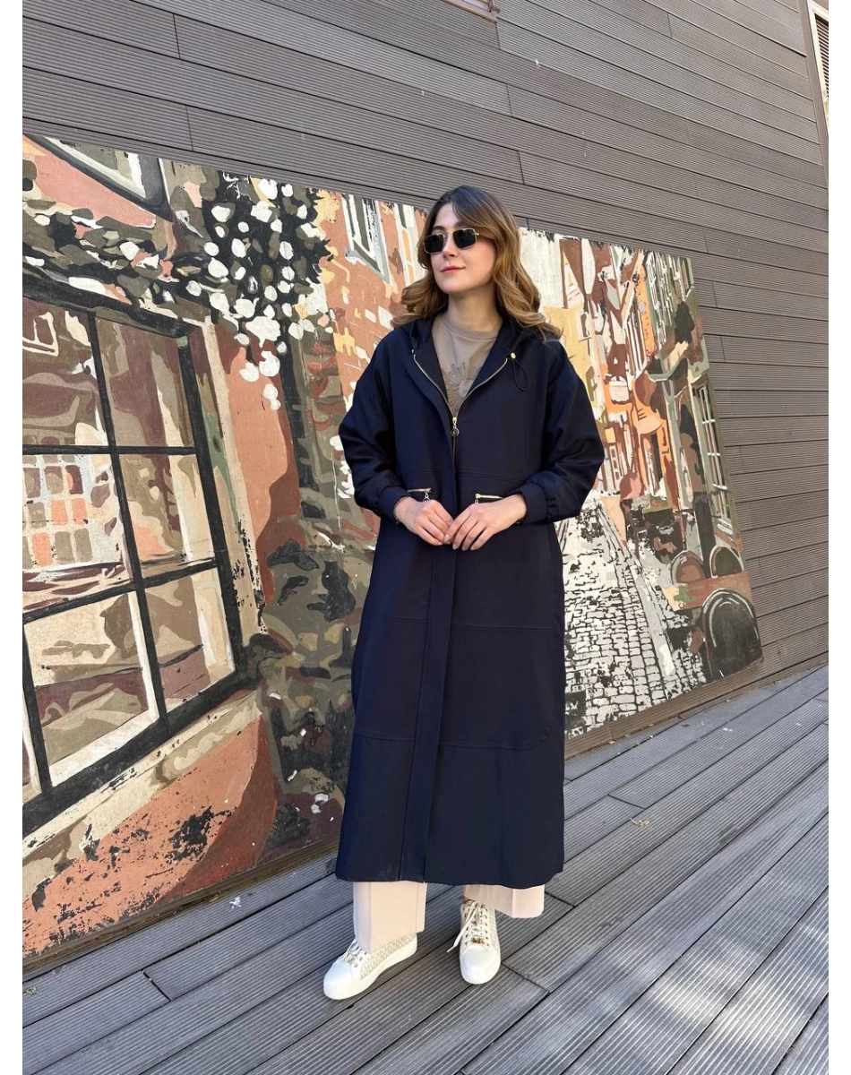 Ceremony 6811 Lacivert Fermuar Cep Detaylı Kap 