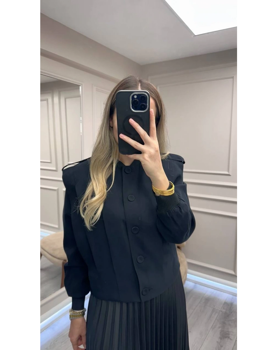 Ceremony 6817 Siyah Apoletli Kısa Ceket