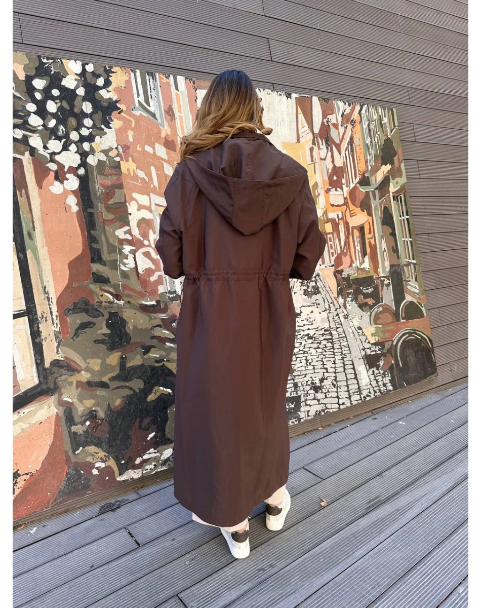 Ceremony 6839 Kahverengi Yanları Büzgülü Trençkot