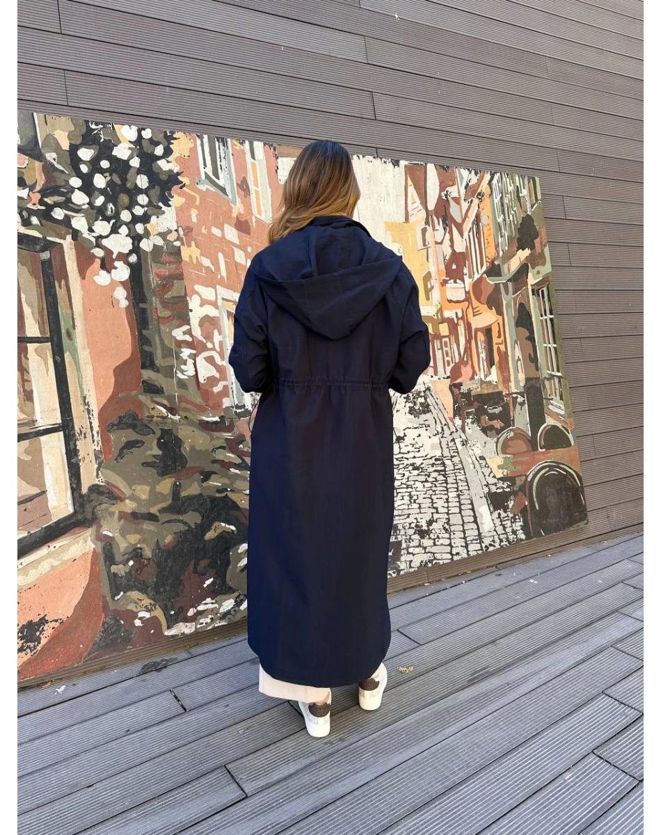 Ceremony 6839 Lacivert Yanları Büzgülü Trençkot