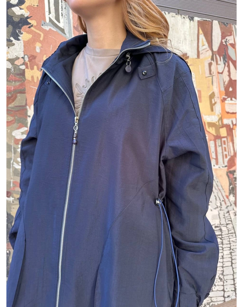 Ceremony 6839 Lacivert Yanları Büzgülü Trençkot